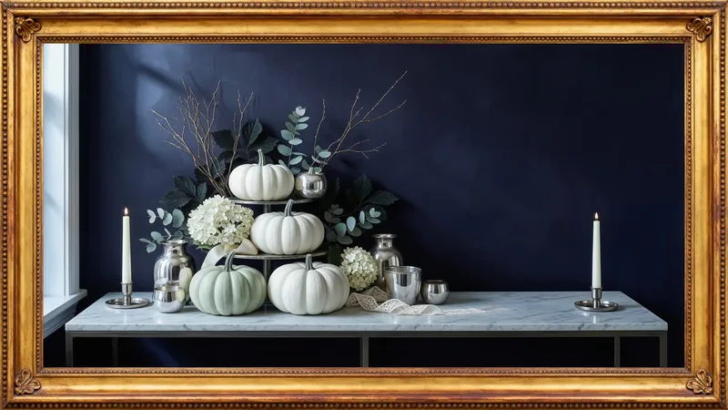 White pumpkins by moonlight